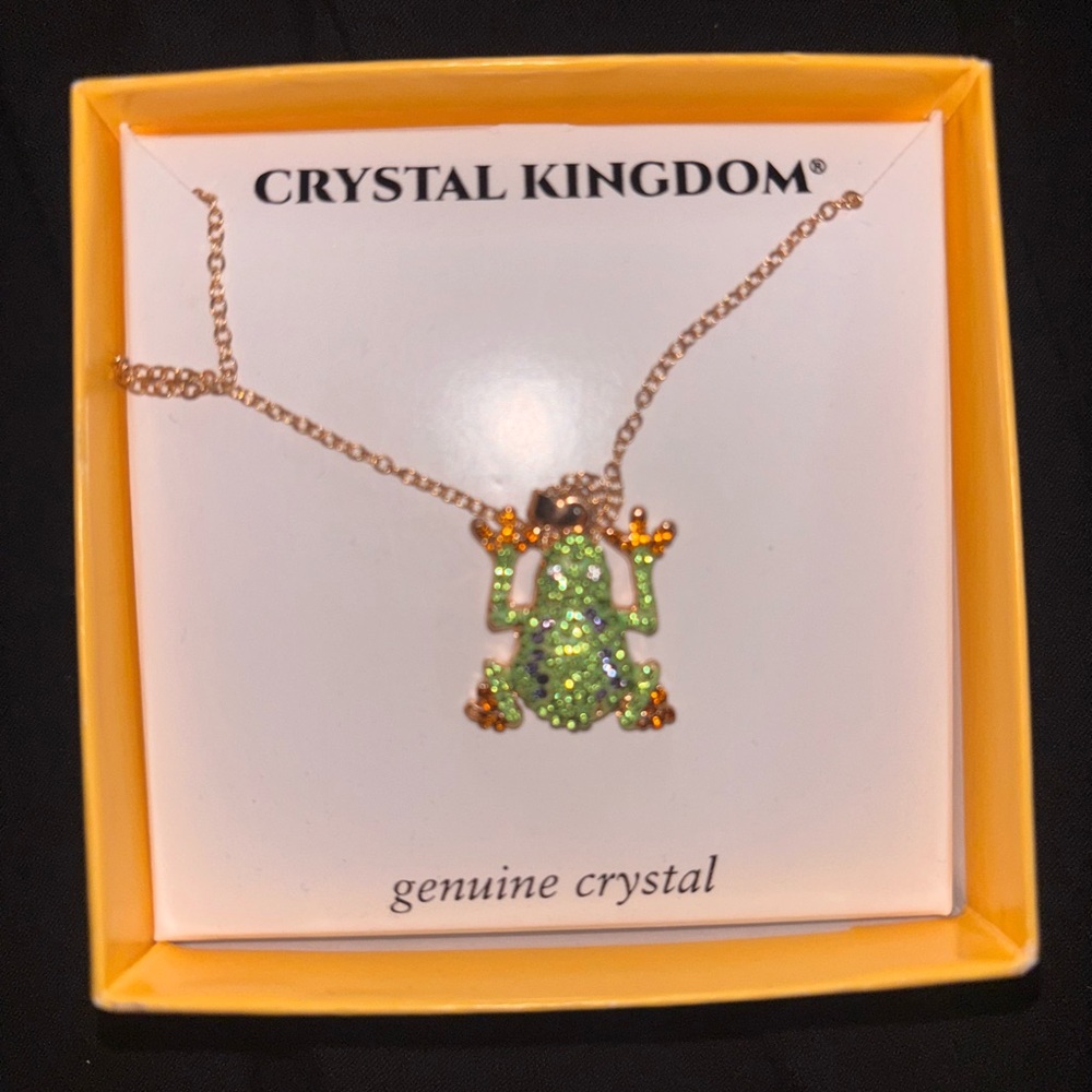 Disney Animal Kingdom Frog Crystal Necklace